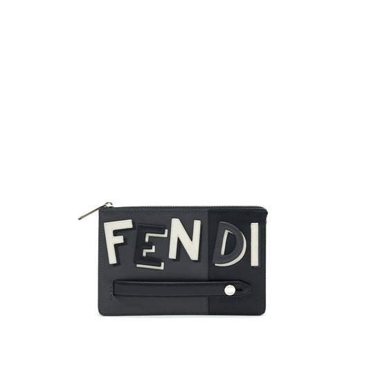 FENDI VOCABULARY 3D LEATHER POUCH INITIAL