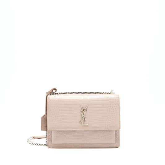 Saint Laurent sunset Purse crocodile embossed pink