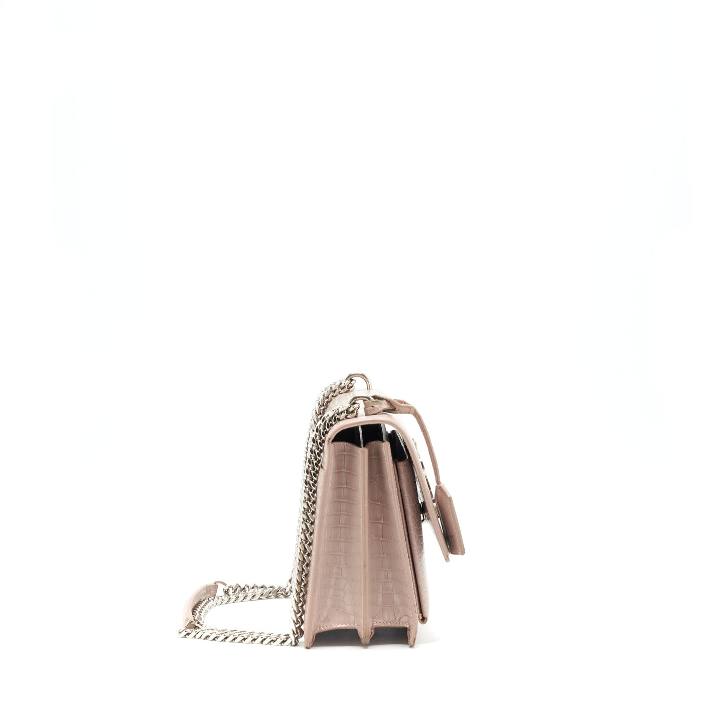 Saint Laurent sunset Purse crocodile embossed pink