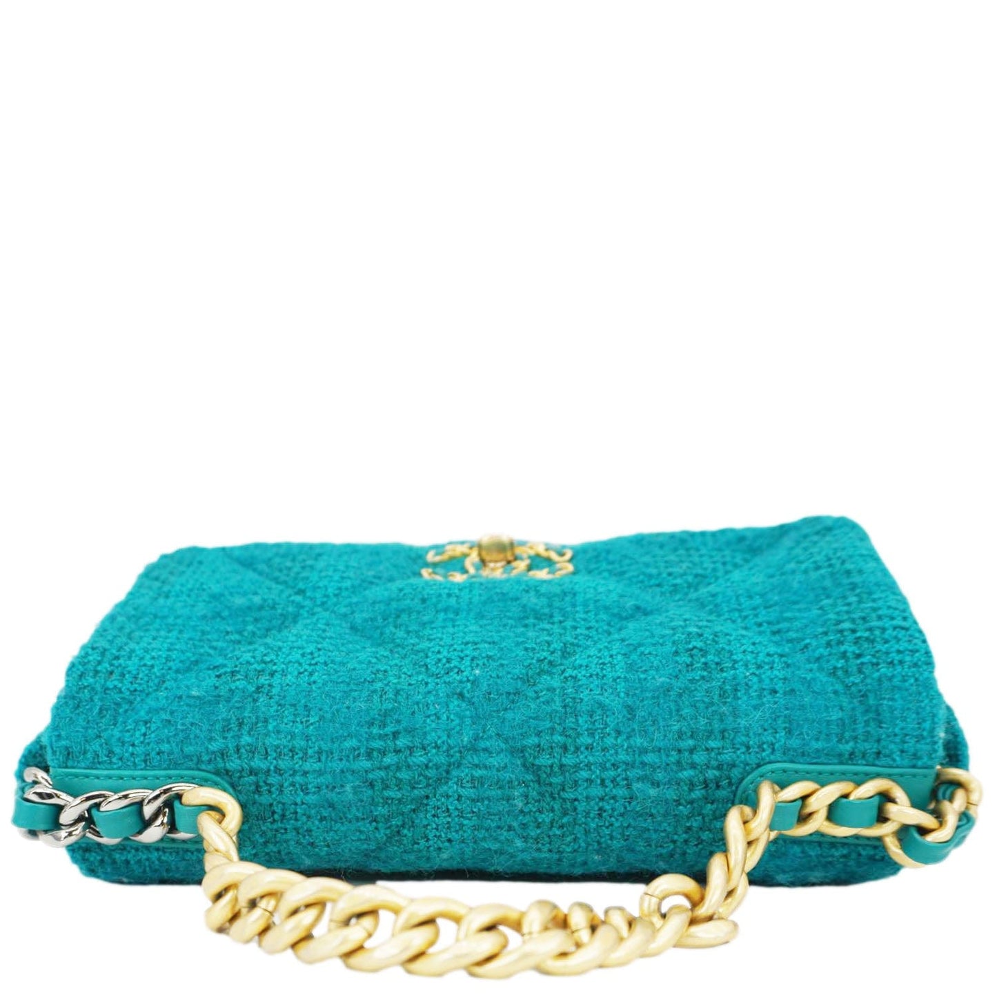 Chanel 19 Flap Medium Quilted Tweed Shoulder Bag Teal
