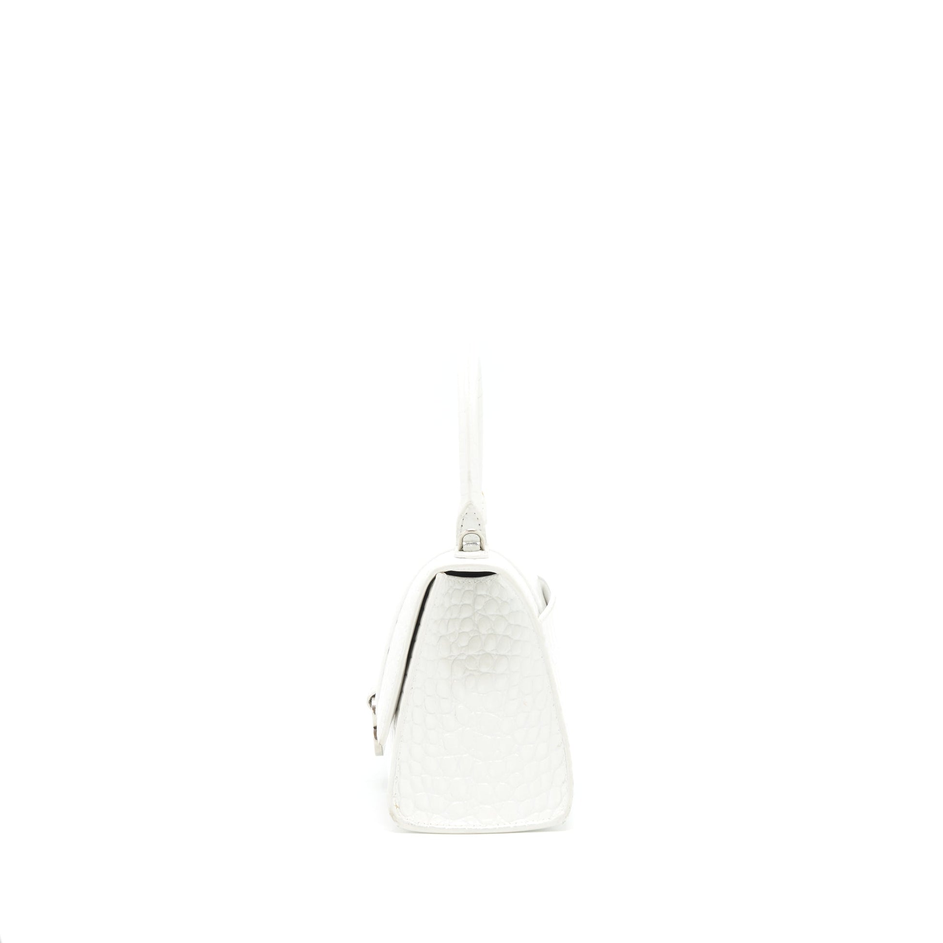 Balenciaga Hourglass S Croc embossed Calfskin White SHW