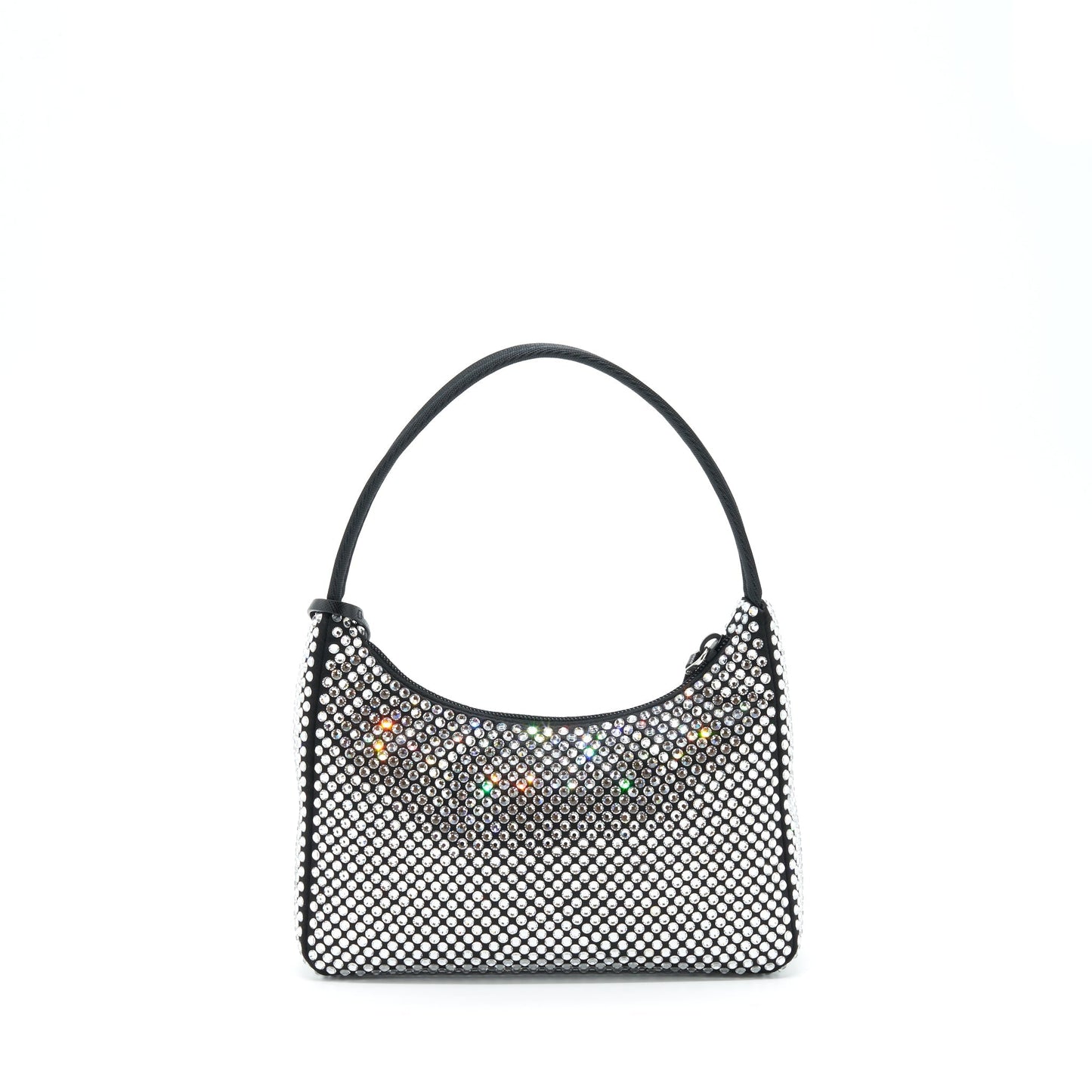 Prada Re-Edition 2000 Crystal Hobo Purse Nylon/Leather Black