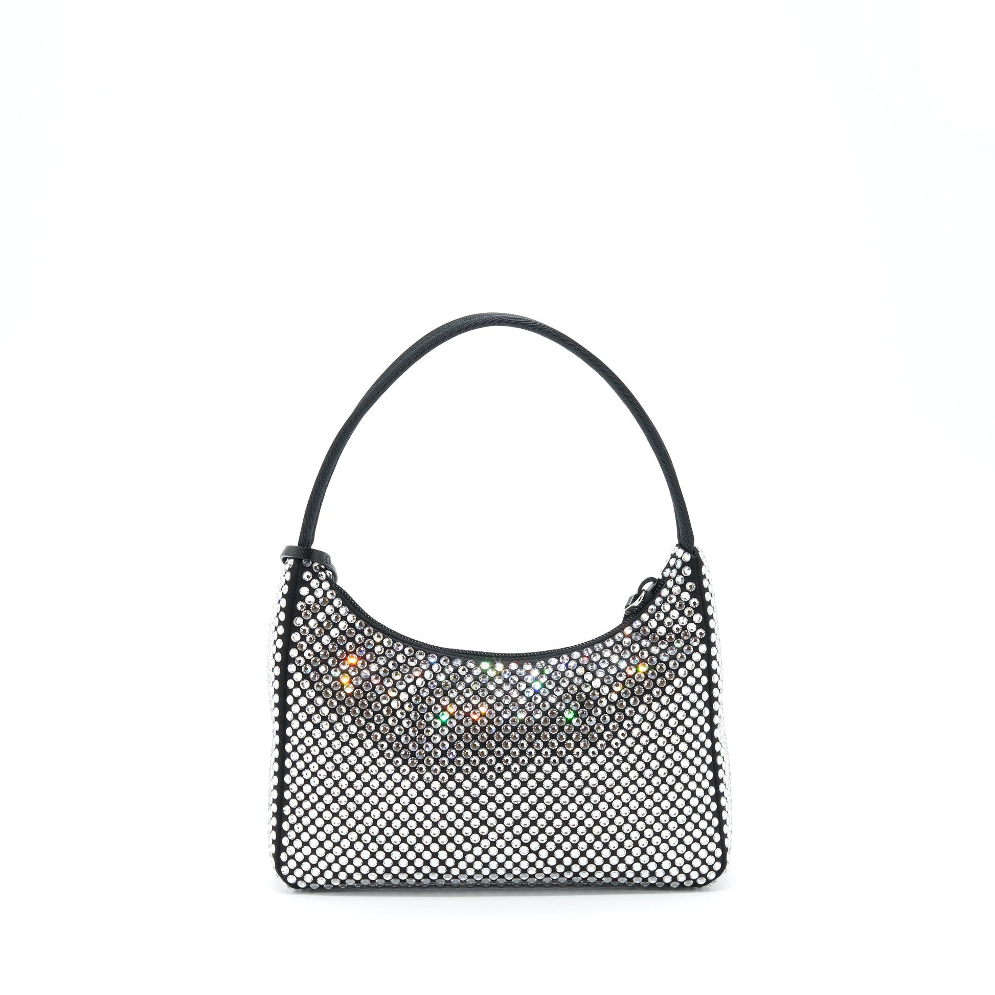 Prada Re-Edition 2000 Crystal Hobo Purse Nylon/Leather Black