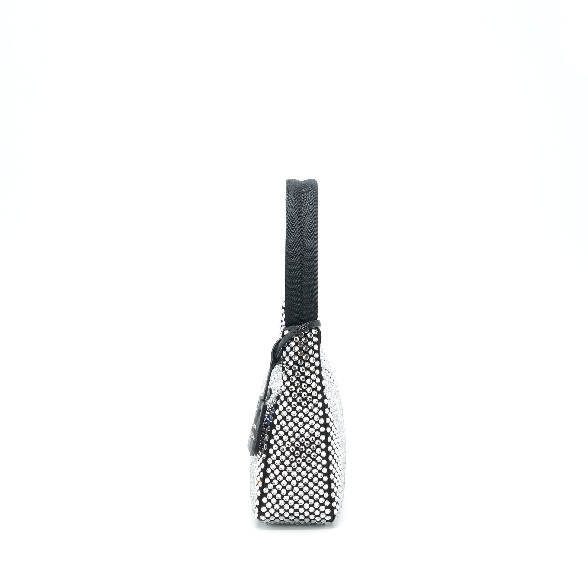 Prada Re-Edition 2000 Crystal Hobo Purse Nylon/Leather Black