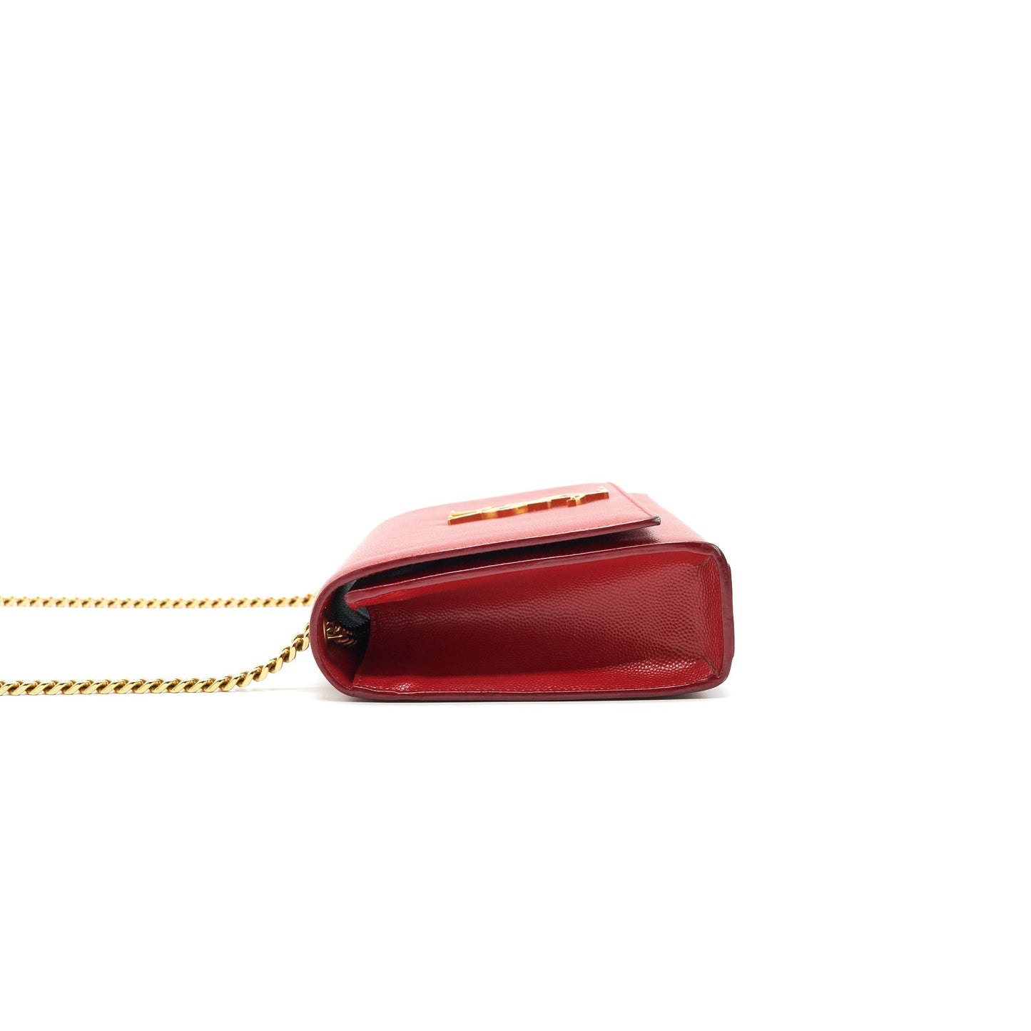 Saint Laurent / Grained Calfskin Medium Kate Purse Red