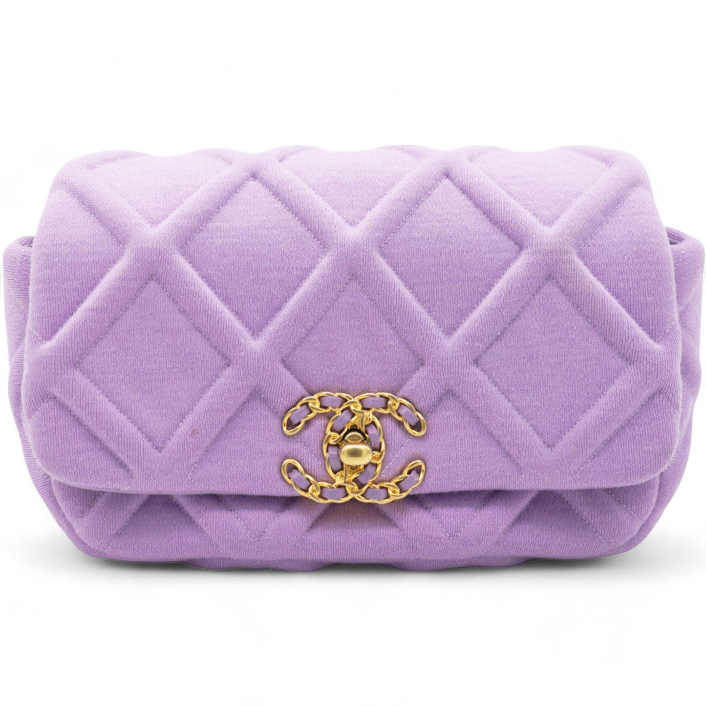 Jersey Lambskin Quilted Medium Chanel 19 Light Flap Purple Shoulder Bag