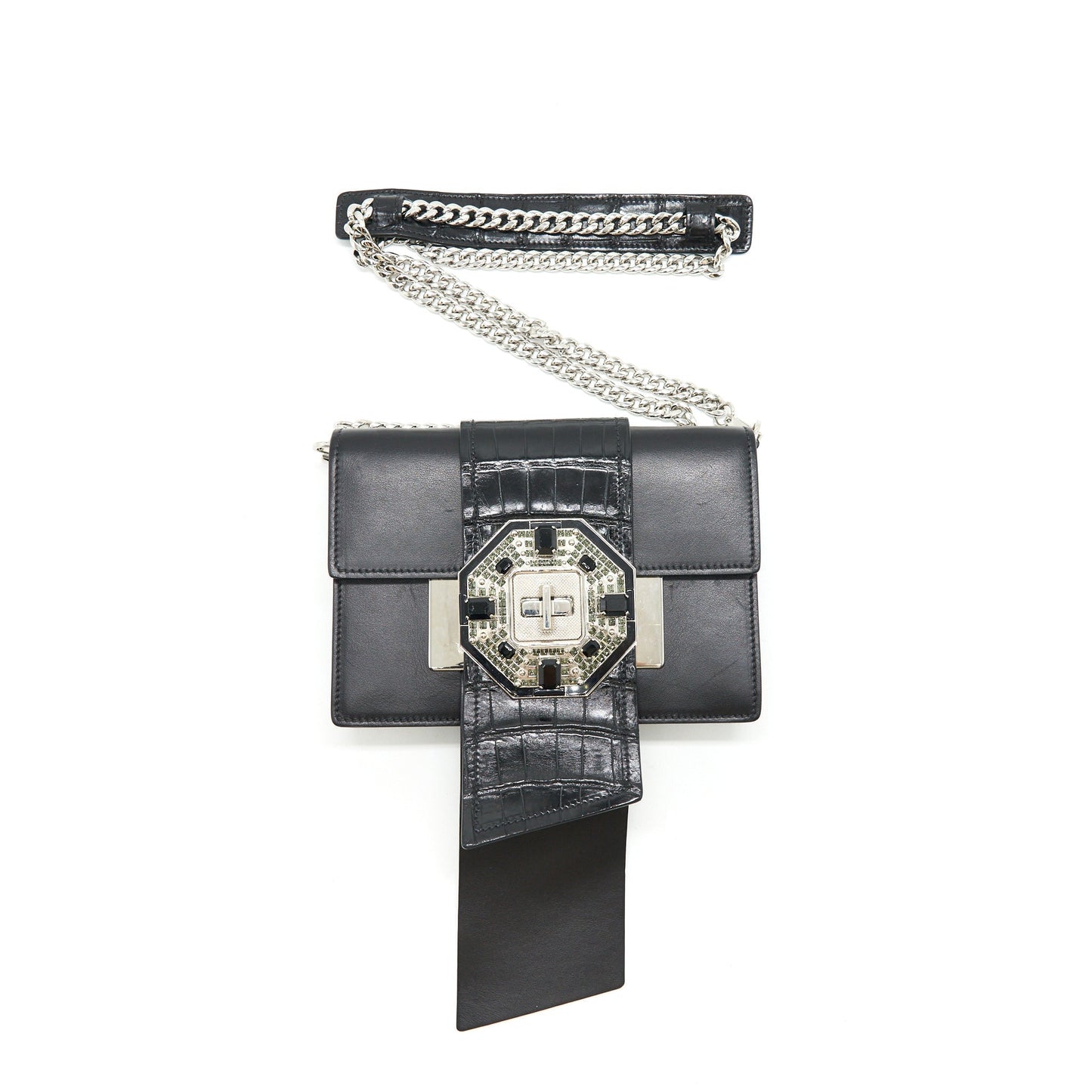Prada Plax Jewels Ribbon Purse 1bd067 Black