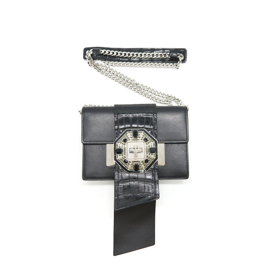Prada Plax Jewels Ribbon Purse 1bd067 Black