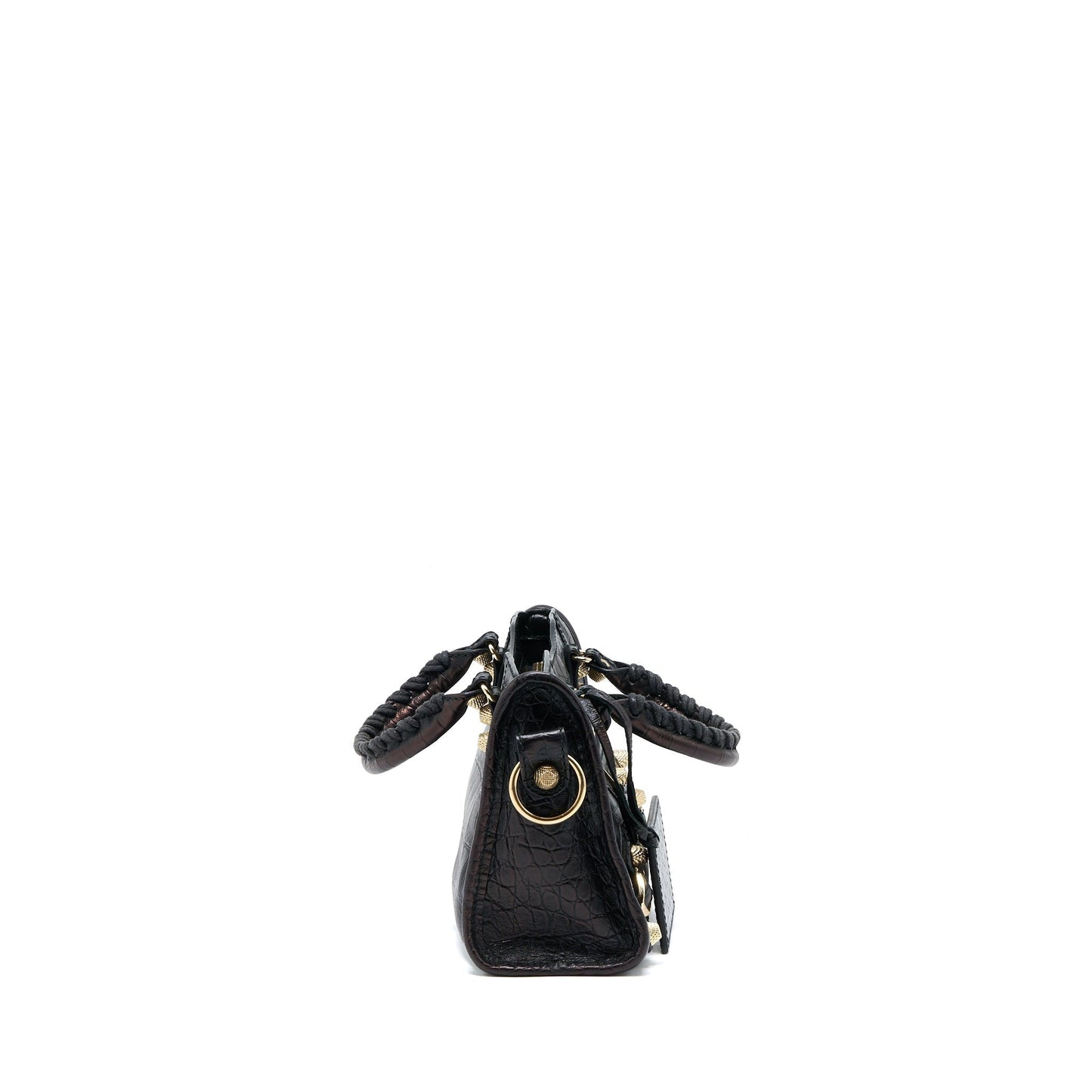 Balenciaga Mini City Croc-Embossed Calfskin Black GHW