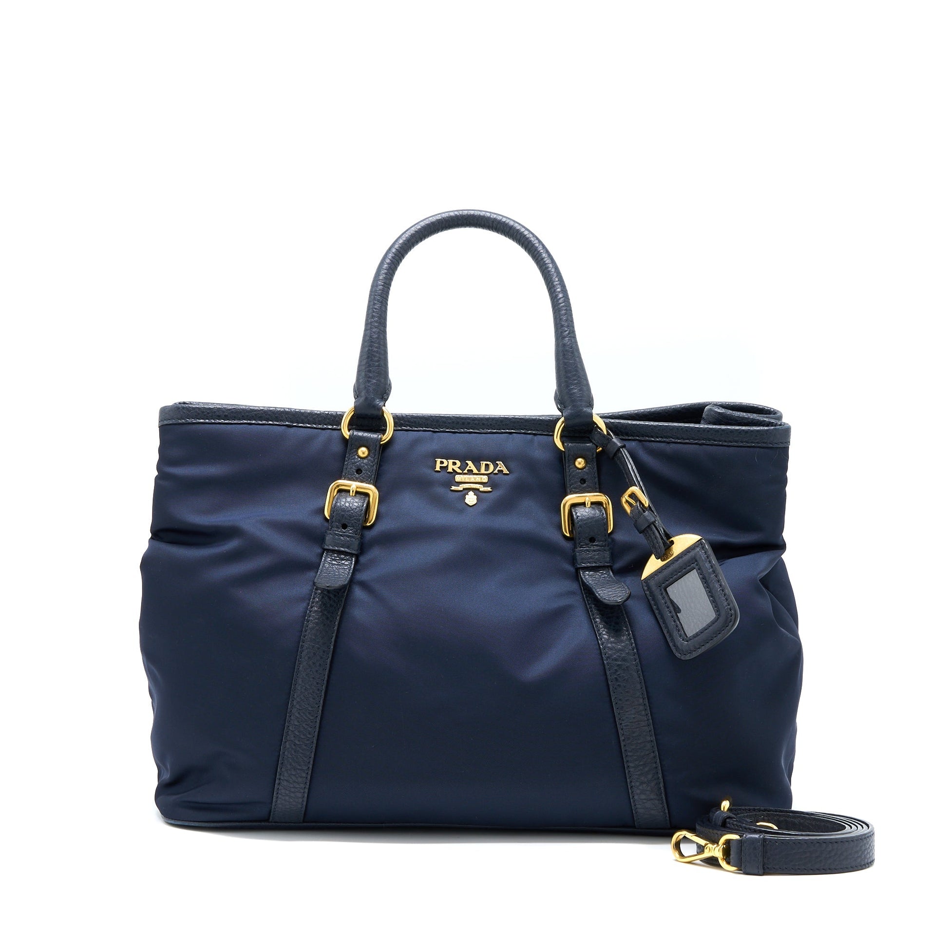 Prada Tessuto Tote Purse Nylon Dark Blue