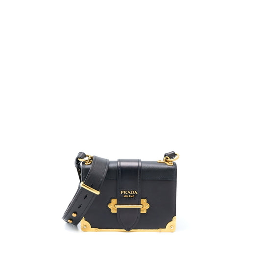 Prada Cahier Crossbody Purse Leather Black