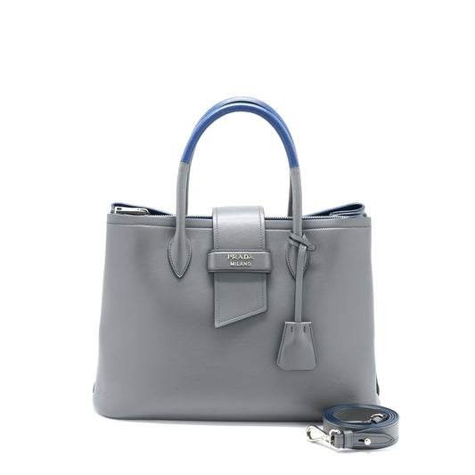 Prada Shopping Tote Purse Soft Calfskin Grey