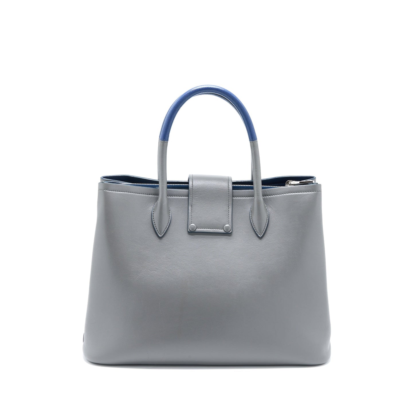 Prada Shopping Tote Purse Soft Calfskin Grey