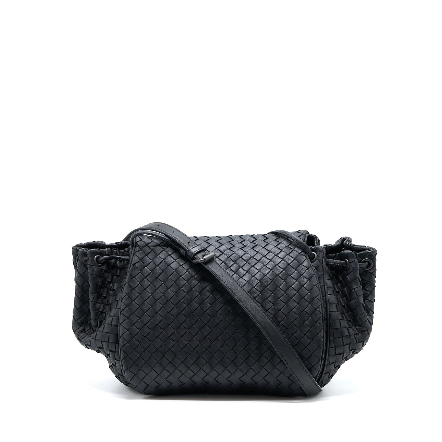 Bottega Veneta Intrecciato Flap Purse Black