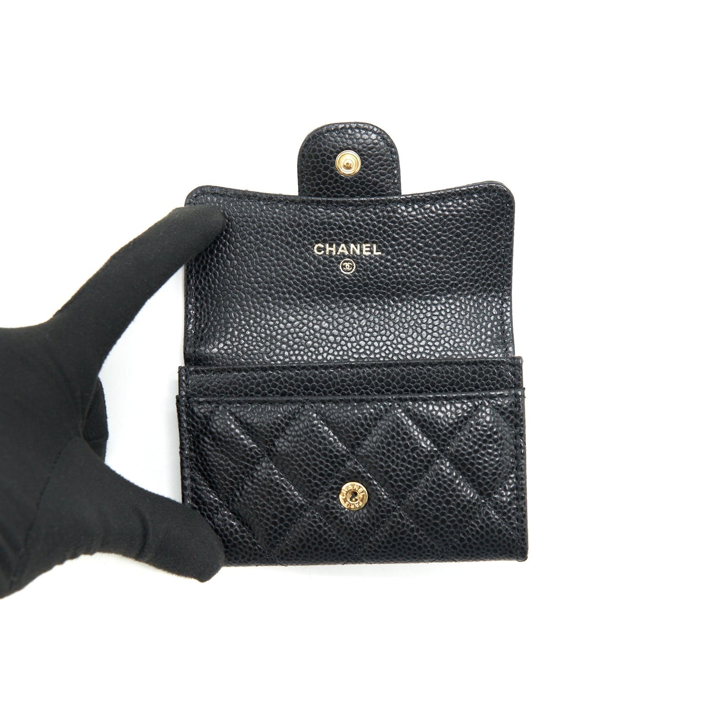 Chanel Classic mini Flap card Holder Caviar Black L