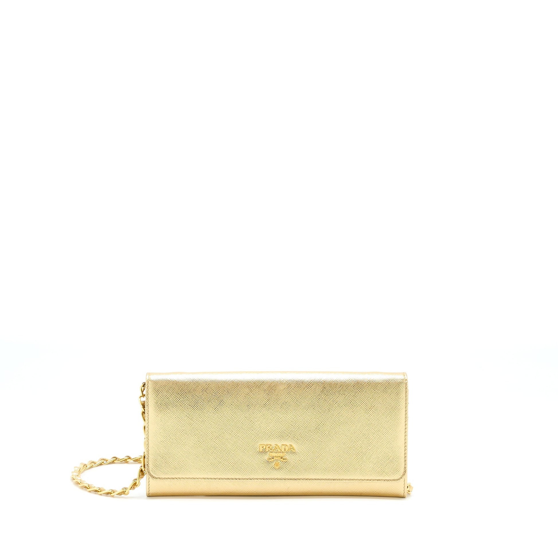 Prada Mini Wallet On Chain Gold