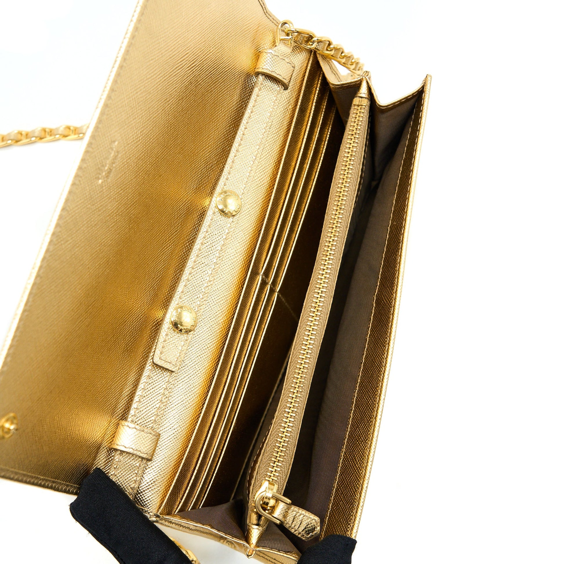 Prada Mini Wallet On Chain Gold