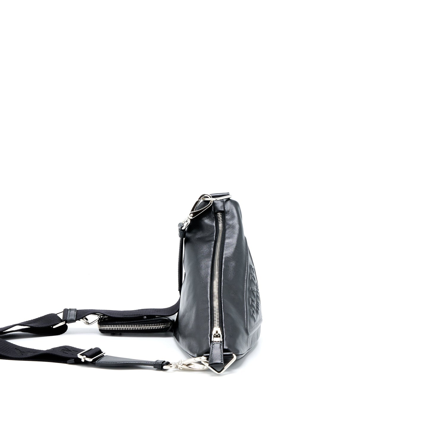 Prada Triangle Leather Mini Purse Black
