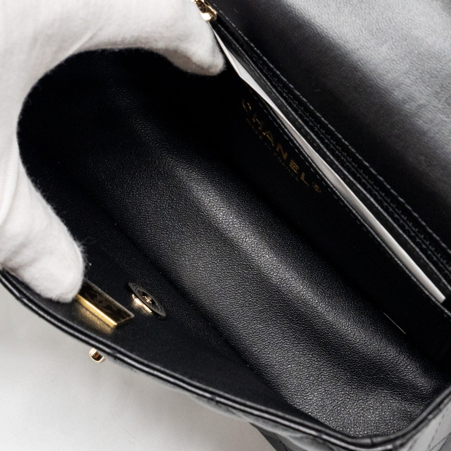 Chanel mini rectangular flap bag lambskin black L (Microchip)