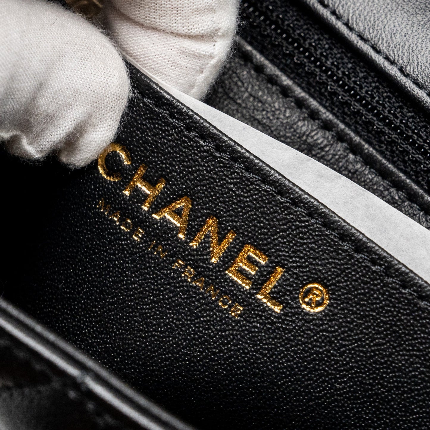 Chanel mini rectangular flap bag lambskin black L (Microchip)