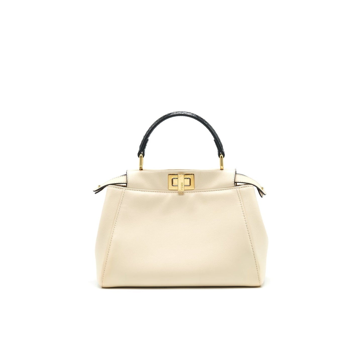 FENDI PEEKABOO HANDLE Purse LAMBSKIN CAMELIA/BLACK