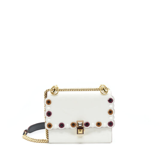 Fendi Kan I Purse White/Multicolour Gold And Silver Hardware
