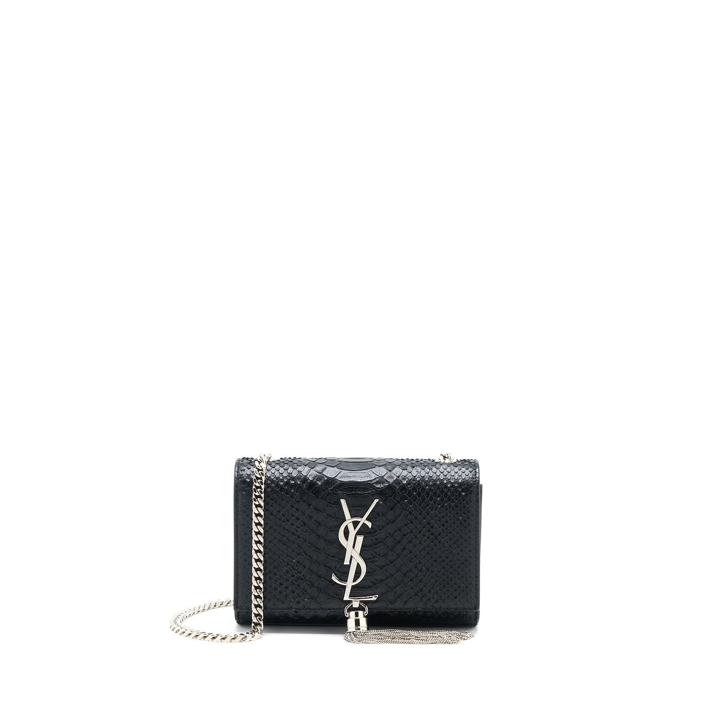 Saint Laurent Small Kate Python Embossed Calfskin Black