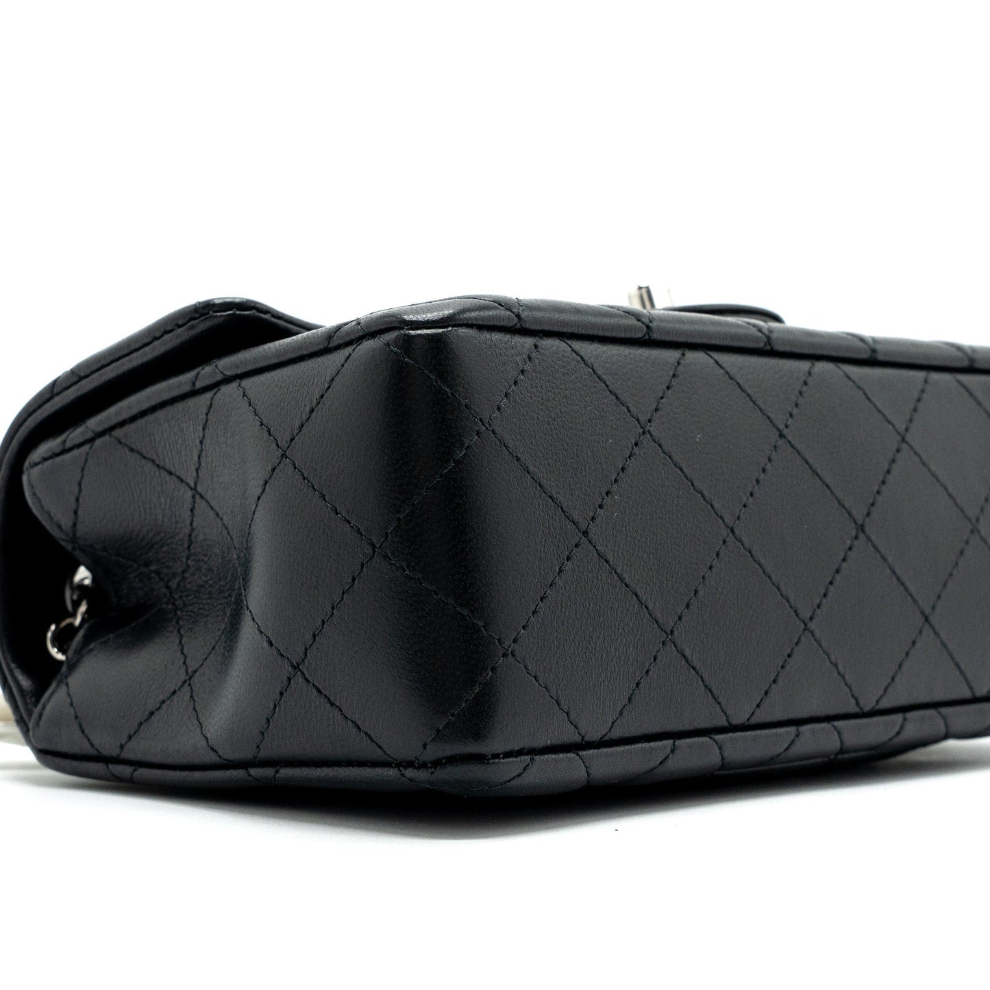 Chanel mini rectangular flap bag lambskin black  (microchip)