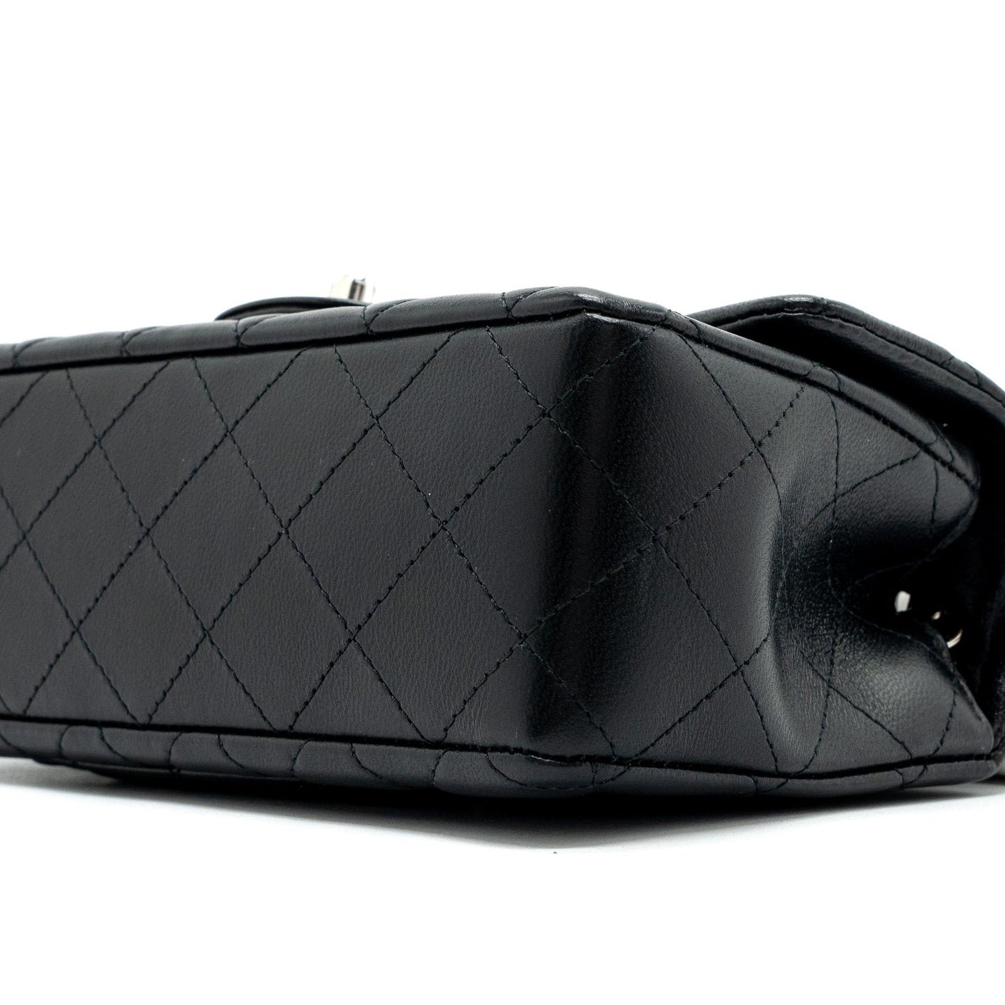 Chanel mini rectangular flap bag lambskin black  (microchip)