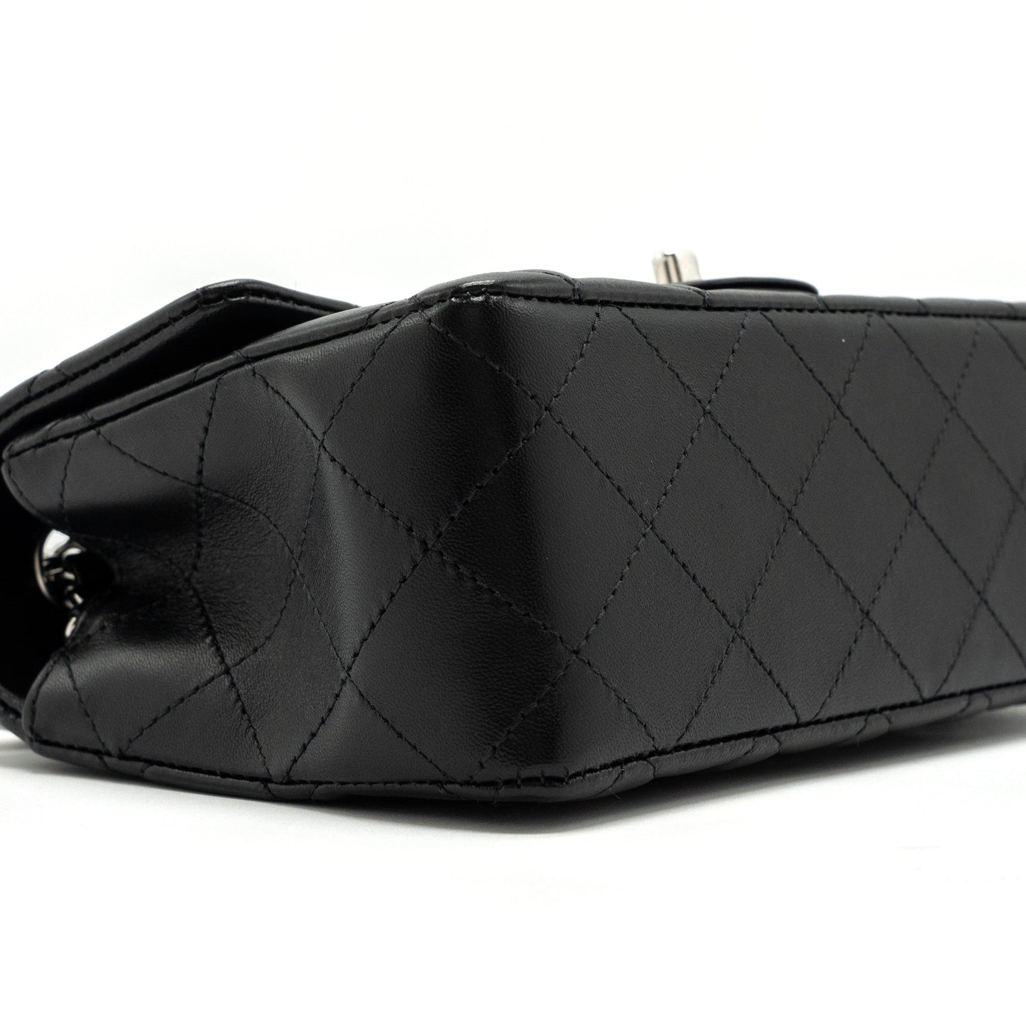 Chanel mini rectangular flap bag lambskin black with  (microchip)