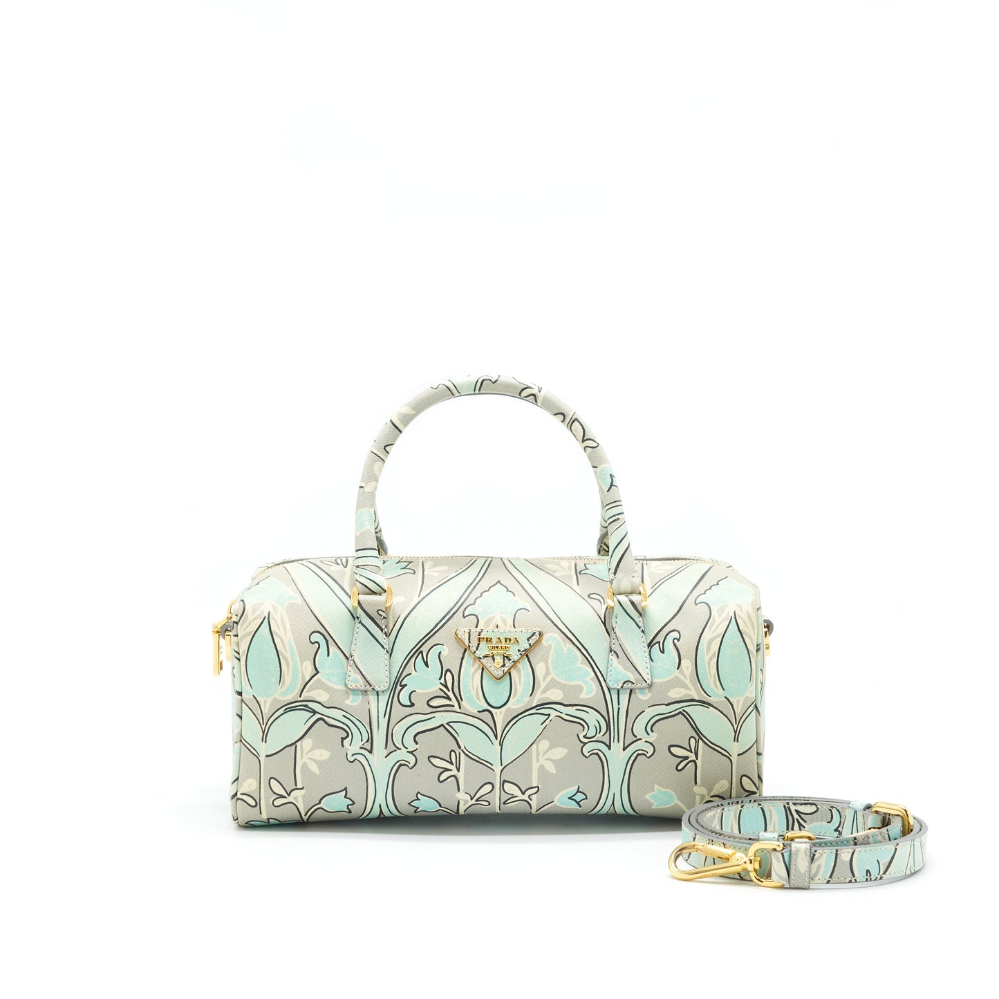 PRADA Print anise Boston Purse