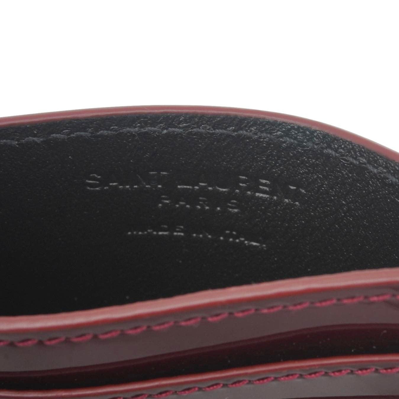 YVES SAINT LAURENT Cassandra Leather Card Holder Burgundy