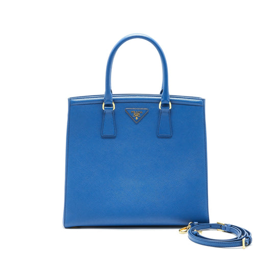 PRADA Shopping Saffiano Lux Cobalto Purse in Blue