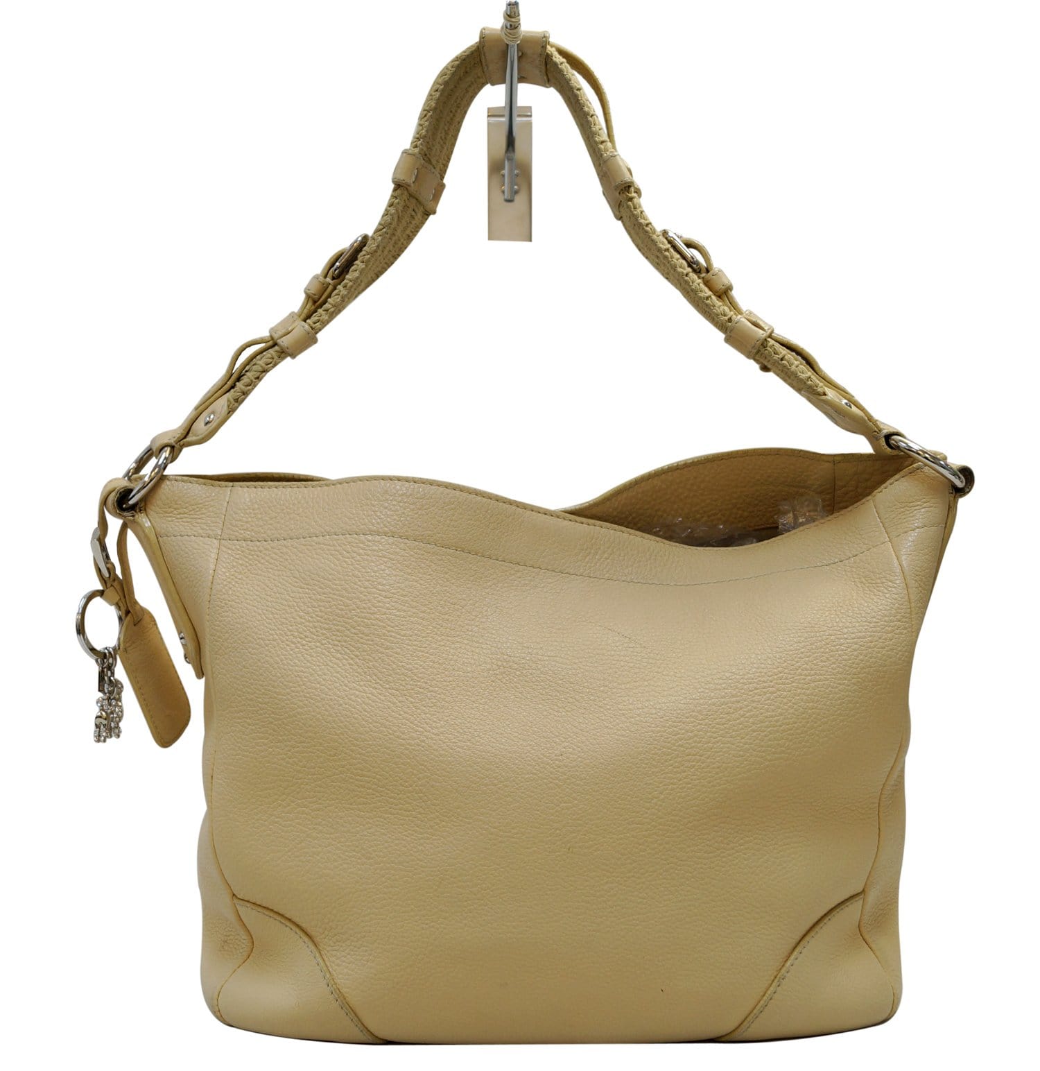 PRADA Cream Leather Daino Hobo Shoulder Bag