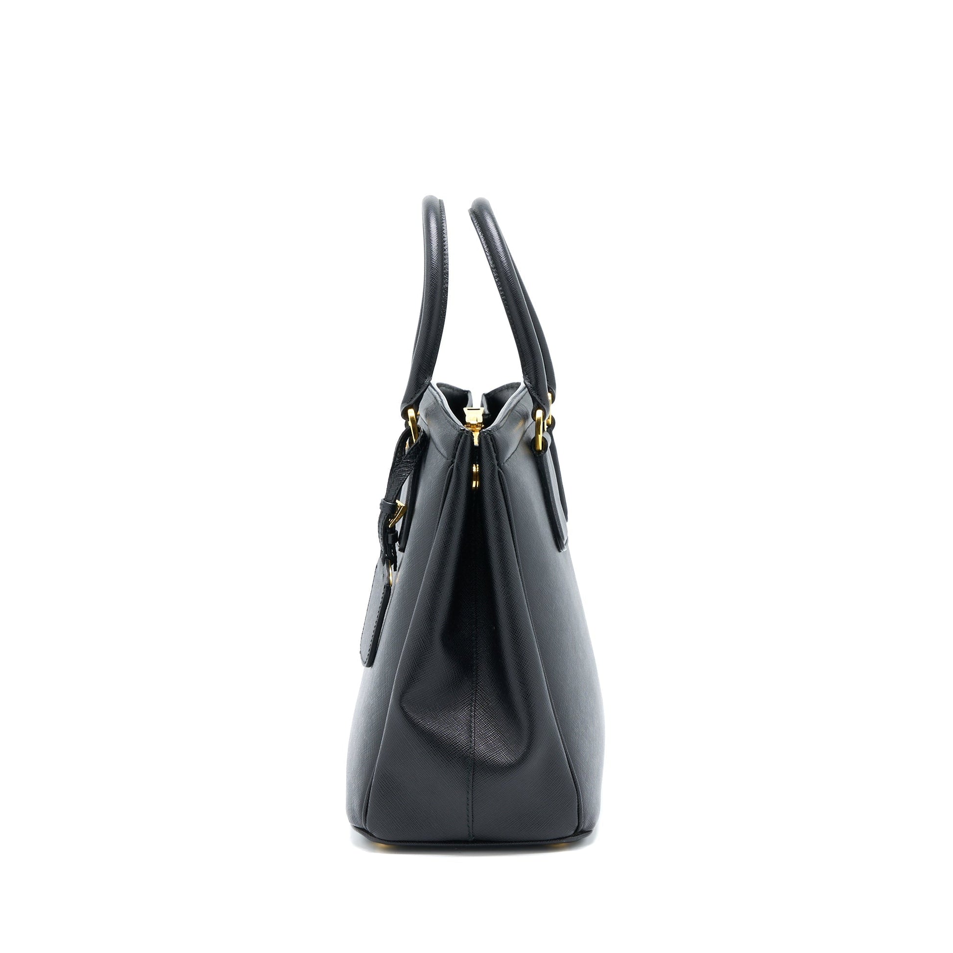 Prada Top Handle Tote Purse Calfskin Black