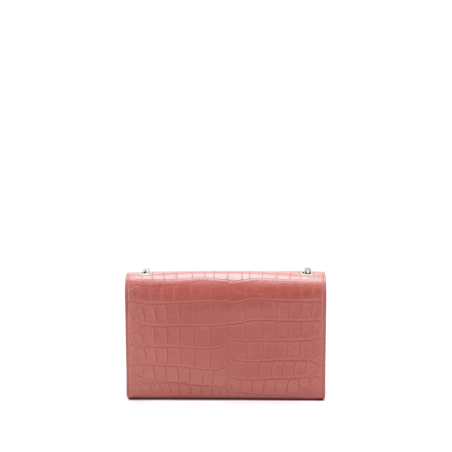 Saint Laurent Medium Kate Crocodile-Embossed Calfskin Pink