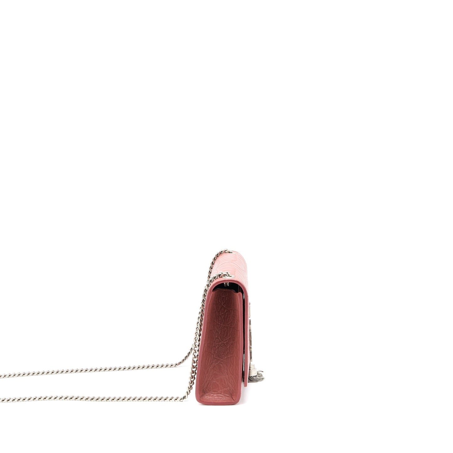 Saint Laurent Medium Kate Crocodile-Embossed Calfskin Pink