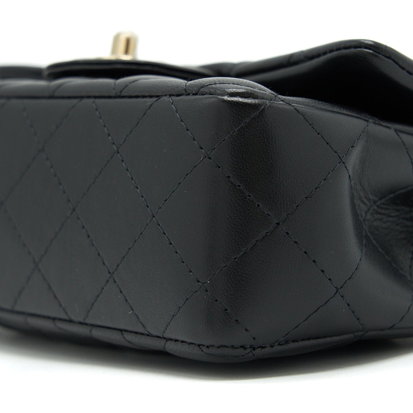 Chanel Mini Rectangular Flap Bag Lambskin Black L(Microchip?