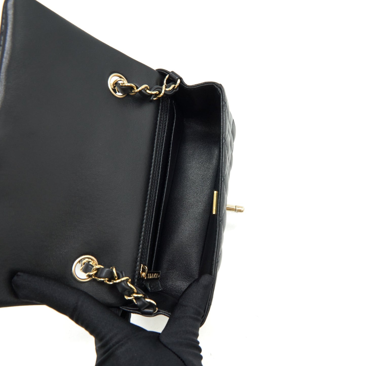 Chanel Mini Rectangular Flap Bag Lambskin Black L(Microchip?