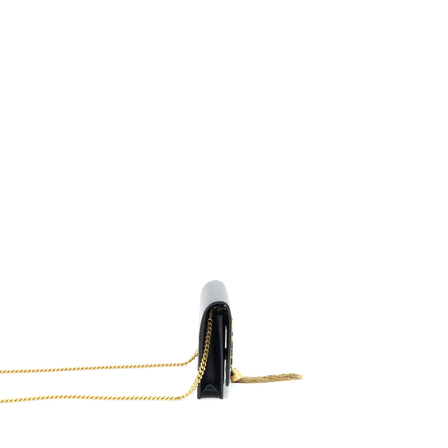 Saint Laurent Kate Chain Wallet With Tassel Grained Calfskin Black