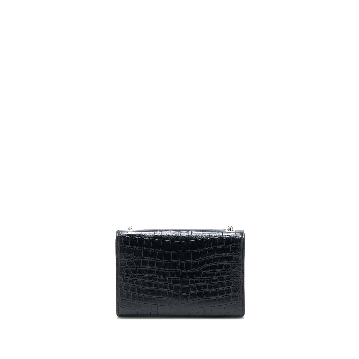 Saint Laurent Kate Tassel Crocodile-Embossed Calfskin Black