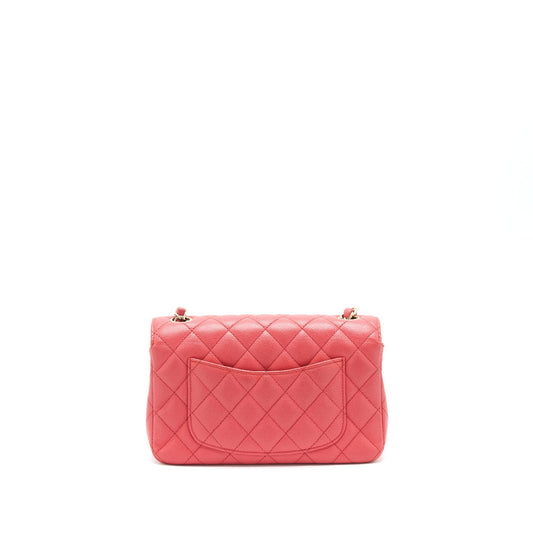 Chanel Mini Rectangular Flap Bag Caviar Coral Pink