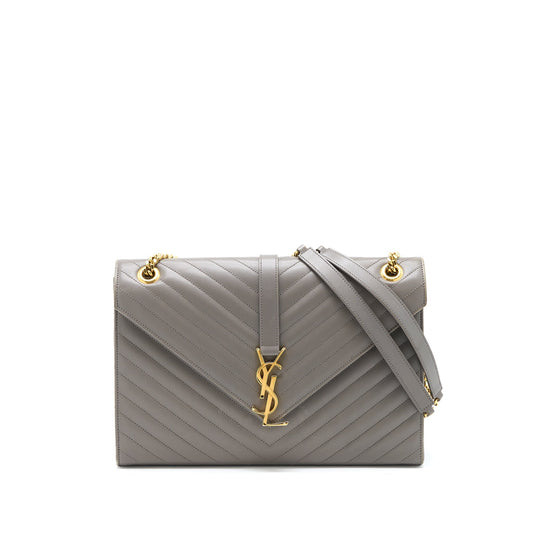 Saint Laurent Envelope Large Purse Calfskin Grey