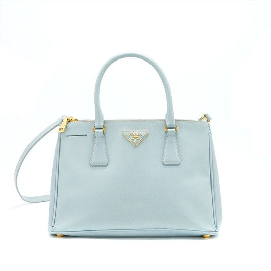 Prada Small Saffiano Leather Tote Purse Light Blue