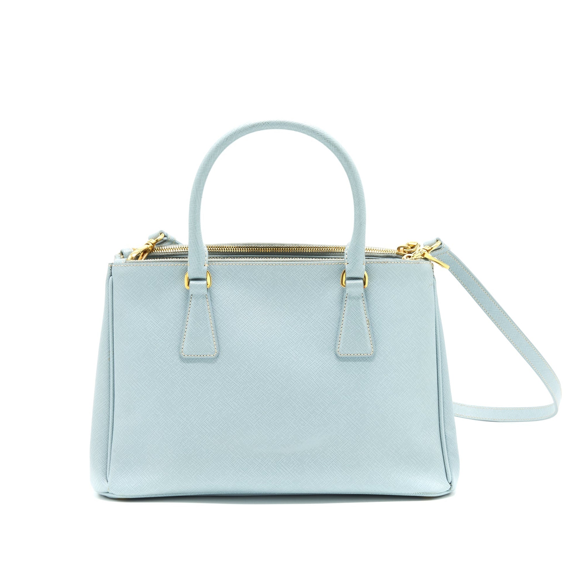Prada Small Saffiano Leather Tote Purse Light Blue