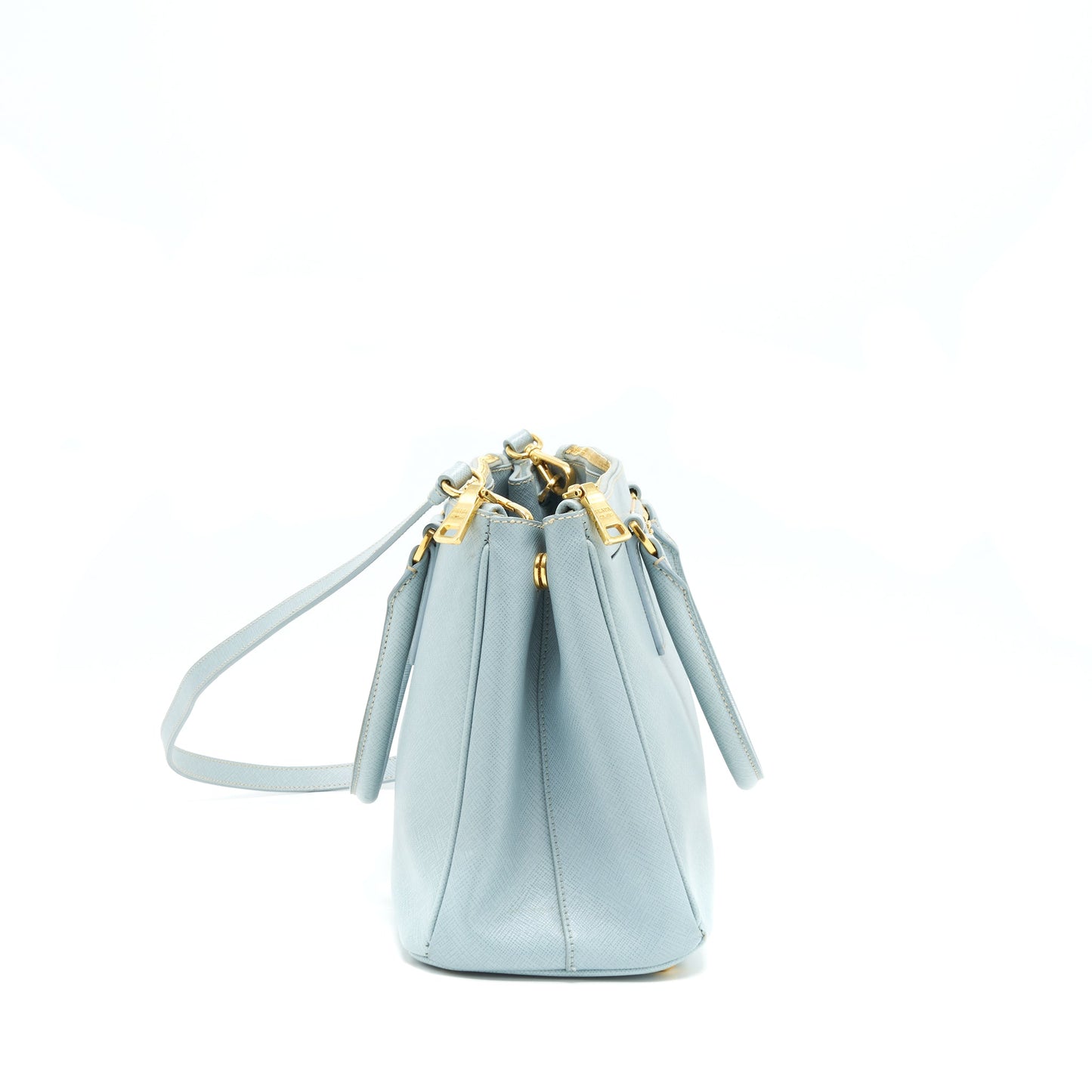 Prada Small Saffiano Leather Tote Purse Light Blue