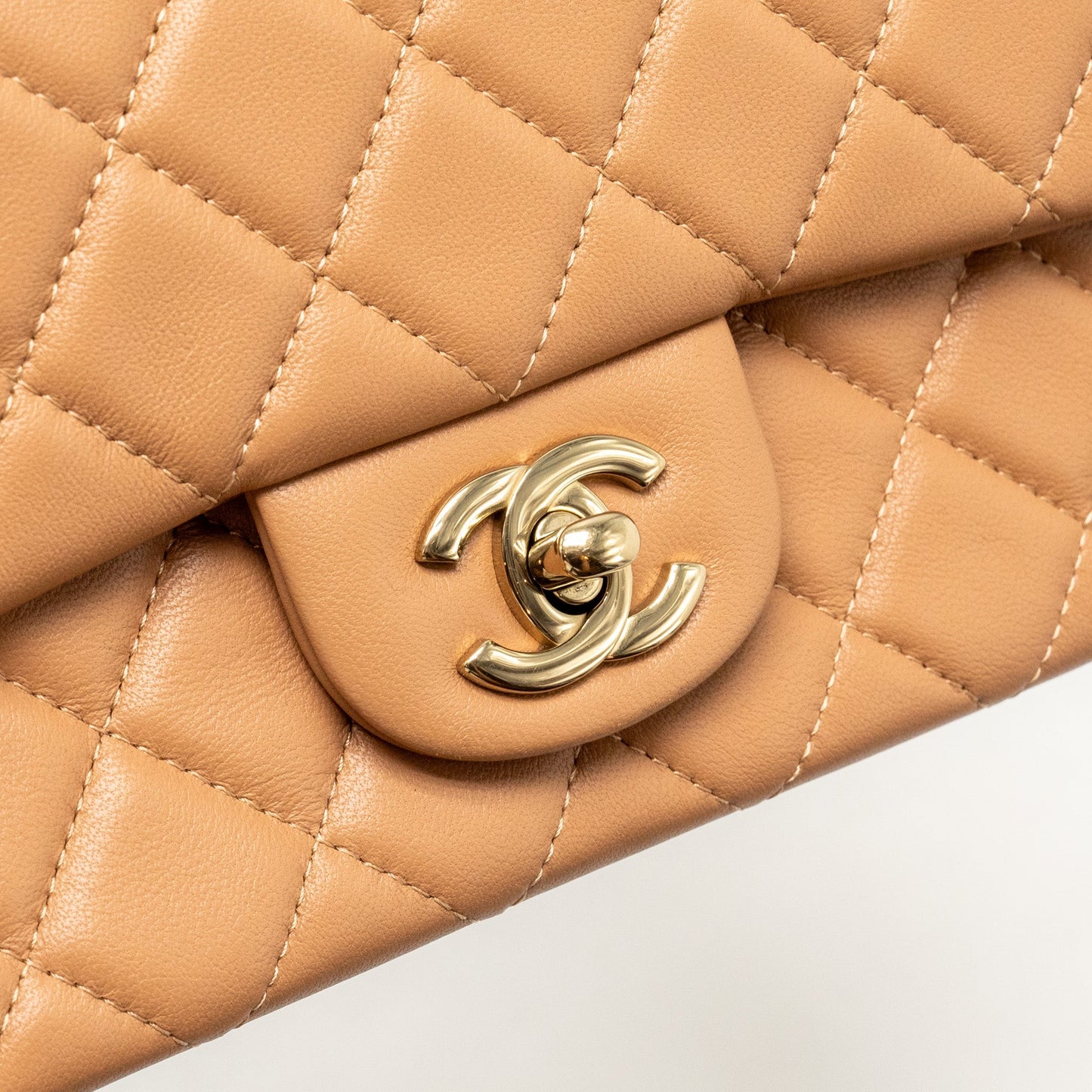 Chanel Mini Rectangular Flap Bag Lambskin Beige L (Microchip)