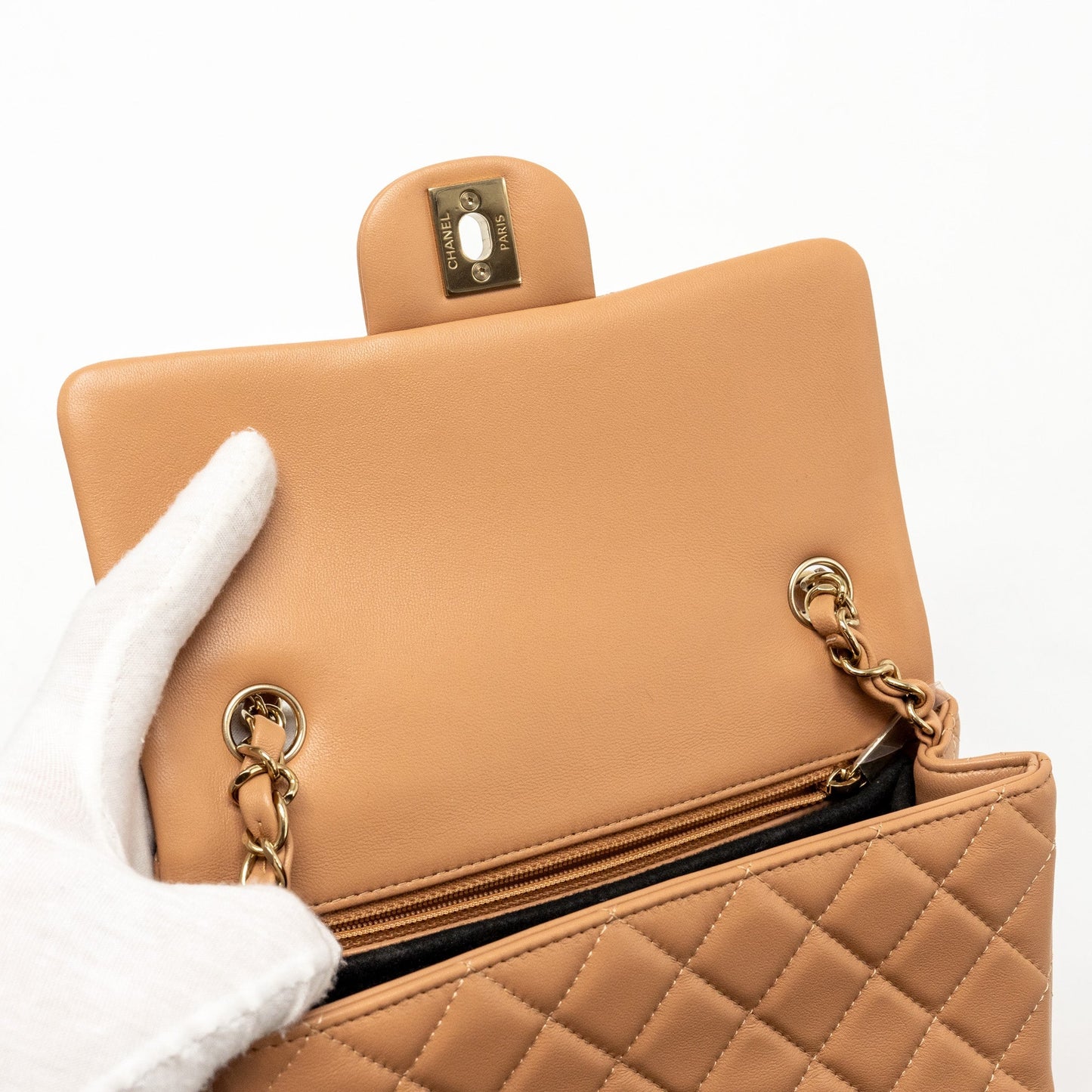 Chanel Mini Rectangular Flap Bag Lambskin Beige L (Microchip)