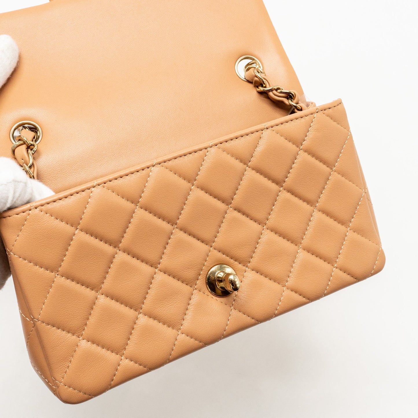 Chanel Mini Rectangular Flap Bag Lambskin Beige L (Microchip)