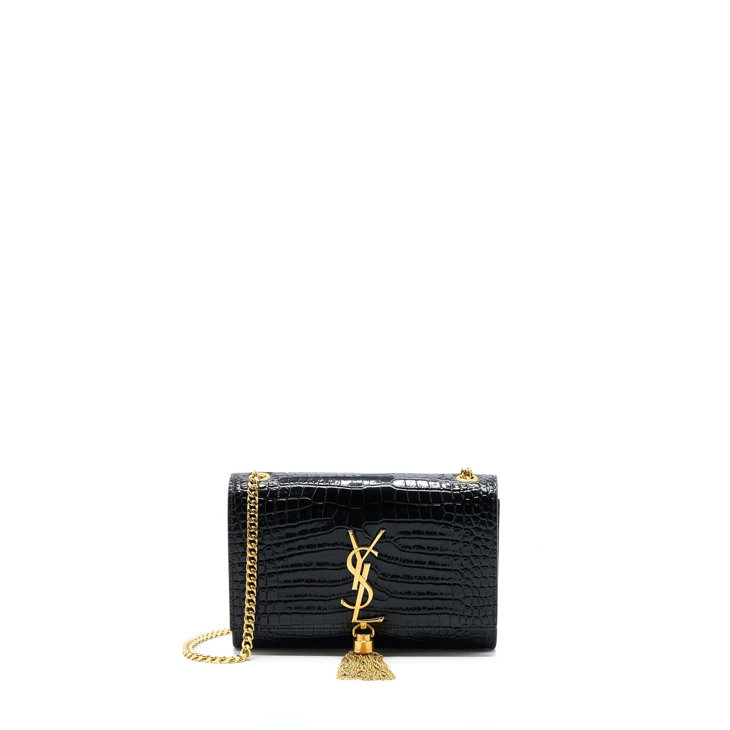 Saint Laurent Kate Purse Crocodile-Embossed Calfskin Black
